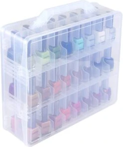 Nagellak Organizer - Koffer Met Vakverdeling - Ruimte Voor 48 Verschillende Nagellakpotjes - 35 X 30 Cm - Kunststof - Naaigarenopbergkoffer -Cosmetica Korting Winkel 1004x1200 1