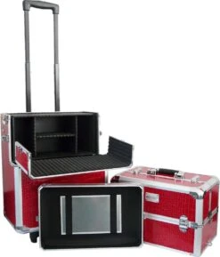 Veronica NAIL-PRODUCTS Aluminium Nagel Trolley 3 In 1 CROCO ROOD, Pedicure, Manicure. Ook Als Sinterklaas Trolley, Trolly, Koffer! -Cosmetica Korting Winkel 1027x1200 11