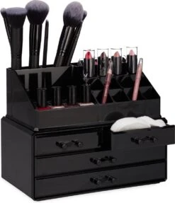 A&K 2in1 Make-up Organizer - 4 Lades Cosmetica Opbergdoos - Kaptafel - Zwart
