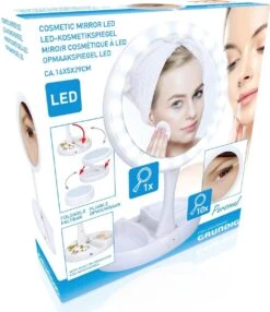 Grundig Opmaakspiegel - LED-verlichting - Opbergruimte Sieraden - Gewone En Vergrotende Spiegel - Wit -Cosmetica Korting Winkel 1037x1200 11