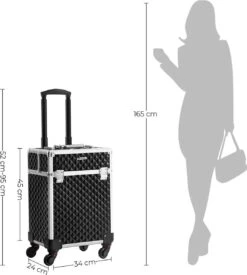 Cosmetische Koffer, Trolley, Make-up Case Met Handvat, 4 Universele Wielen, 4 Uitschuifbare Dienbladen, Make-up Tas, Voor Reizen, Zwart 17 Cosmetische Koffer, Trolley, Make-up Case Met Handvat, 4 Universele Wielen, 4 Uitschuifbare Dienbladen, Make-up Tas, Voor Reizen, Zwart -Cosmetica Korting Winkel 1077x1200 4