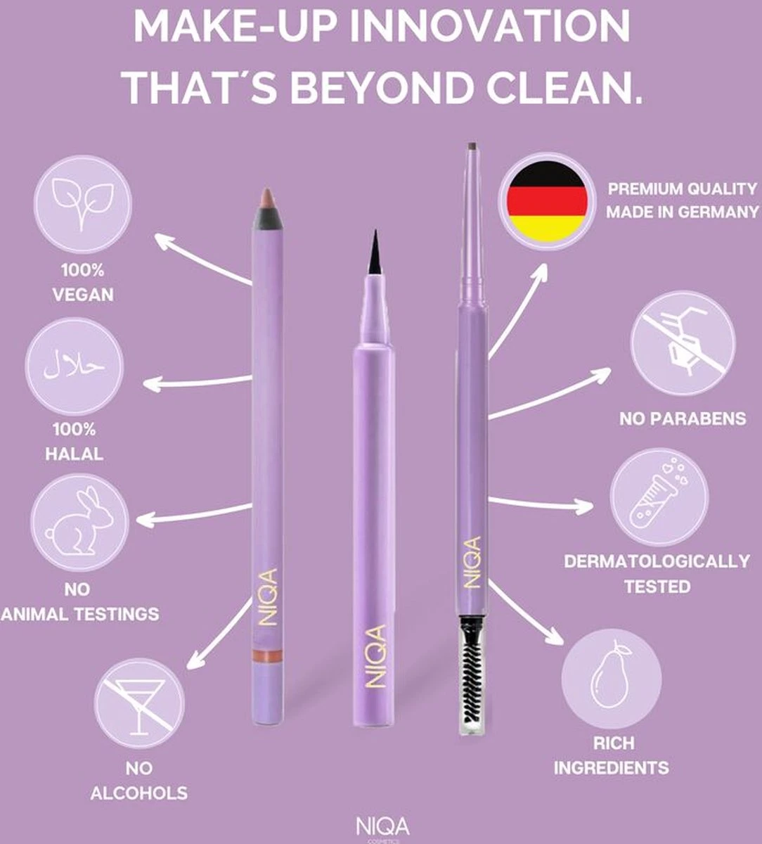 NIQA - Liquid Eyeliner Nightfall - Cat Eye Look - Vegan & Halal 6 NIQA - Liquid Eyeliner Nightfall - Cat Eye Look - Vegan & Halal - Afbeelding 4