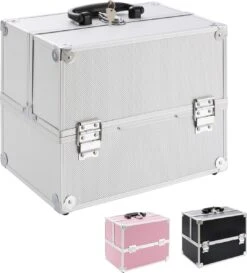 AREBOS Cosmetica Koffer - Beauty Case - Cosmetica Trolley - 15 L - Zilber -Cosmetica Korting Winkel 1084x1200 5