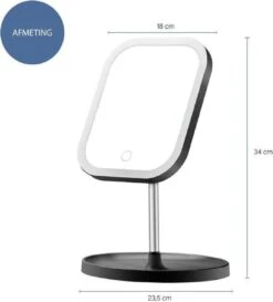 LYVION Make-up Spiegel Op Standaard Met LED / Met 3 Lichtkleuren / Make-up Spiegel / Make-up Standaard / Werkt Op 4 AAA-batterijen Of Micro USB Kabel / Touch - Zwart -Cosmetica Korting Winkel 1086x1200 6