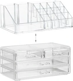 Relaxdays Make-up Organizer - Tweedelig - Cosmetica Opbergdoos - Transparant -Cosmetica Korting Winkel 1088x1200 6