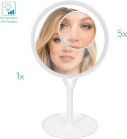 Navaris Make-up Spiegel Met Verlichting - Inclusief Kleinere Handspiegel Met 5x Vergroting - LED-verlichting Met Dim-functie - Wit -Cosmetica Korting Winkel 1099x1200 8