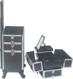 VDD Aluminium Visagie Kappers Koffer Trolley - Make-up Schmink Nagel Koffer Trolley - Zwart -Cosmetica Korting Winkel 1112x1200 8