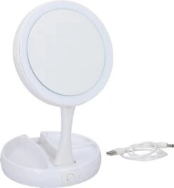 Grundig Opmaakspiegel - LED-verlichting - Opbergruimte Sieraden - Gewone En Vergrotende Spiegel - Wit -Cosmetica Korting Winkel 1113x1200 3