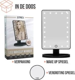 Strex Make Up Spiegel Met LED Verlichting - 3 Verlichtingsmodus - 1/10x Vergroting - 360° Verstelbaar -Cosmetica Korting Winkel 1116x1200 5