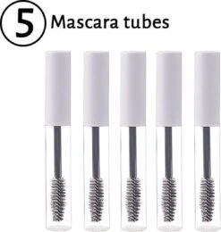 Mascara Tube Leeg - Wit- 5 Tubes - Wimperborsteltjes - Wimperkam - Eyelash Comb - Wimperlifting