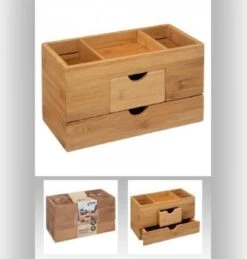 Sieraden/make-up Organizer Met 3 Vakken En 2 Lades 24 X 14,5 Cm Van Bamboe - Sieradenkastje - Make-upkastje - Organizers -Cosmetica Korting Winkel 1144x1200 3