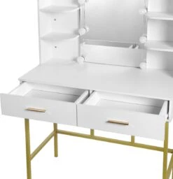 Hollywood Make Up Spiegel & Tafel - Met LED Verlichting - 2 Lades - Wit 10 Hollywood Make Up Spiegel & Tafel - Met LED Verlichting - 2 Lades - Wit -Cosmetica Korting Winkel 1156x1200 2