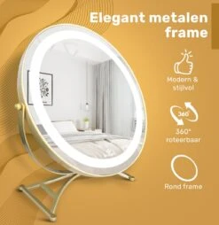 Great's® Make Up Spiegel Met LED Verlichting - ⌀ 40cm - Visagie Spiegel Rond - Extra Close Up Spiegeltje 10x - Goud -Cosmetica Korting Winkel 1166x1200 8