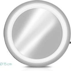 Navaris LED Make-up Spiegel - Vergrotende Cosmeticaspiegel - 360° Draaibaar - 5x Vergroting - Met Zuignap - Badkamerspiegel - Reisspiegel - Zilver -Cosmetica Korting Winkel 1191x1200 20