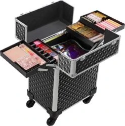 Cosmetische Koffer, Trolley, Make-up Case Met Handvat, 4 Universele Wielen, 4 Uitschuifbare Dienbladen, Make-up Tas, Voor Reizen, Zwart 12 Cosmetische Koffer, Trolley, Make-up Case Met Handvat, 4 Universele Wielen, 4 Uitschuifbare Dienbladen, Make-up Tas, Voor Reizen, Zwart -Cosmetica Korting Winkel 1192x1200 23
