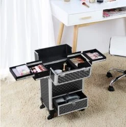 Monkey's Aluminium Kapperskoffer - Zwart - Beauty Case - Cosmeticakoffer - Make-upkoffer - Trolley - 360 Graden Wielen - 34 X 24 X 55.5 Cm -Cosmetica Korting Winkel 1193x1200 14