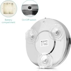 Navaris LED Make-up Spiegel - Vergrotende Cosmeticaspiegel - 360° Draaibaar - 5x Vergroting - Met Zuignap - Badkamerspiegel - Reisspiegel - Zilver -Cosmetica Korting Winkel 1196x1200 34