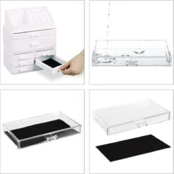 Relaxdays Make-up Organizer - Tweedelig - Cosmetica Opbergdoos - Transparant -Cosmetica Korting Winkel 1198x1200 71