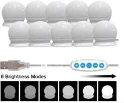 Jumalu Hollywood Spiegellampen – Spiegelverlichting Met 10 LED Lampen – Dimbare Make Up Spiegel Lamp – 4 Meter Kabel -Cosmetica Korting Winkel 1200x1005 3