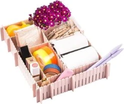 Merkloos Waal Kunststof Ladeverdeler - Lade Organizer - Set Van 6 Stuks - Voor Kleding/Keuken/Bureau/Make-Up - Op Maat Te Knippen - Roze -Cosmetica Korting Winkel 1200x1006 2