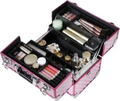 Homeza® Cosmetica Koffer - Make-up Doos - Visagie Koffer - Roze-Zilver 13 Homeza® Cosmetica Koffer - Make-up Doos - Visagie Koffer - Roze-Zilver -Cosmetica Korting Winkel 1200x1010 4