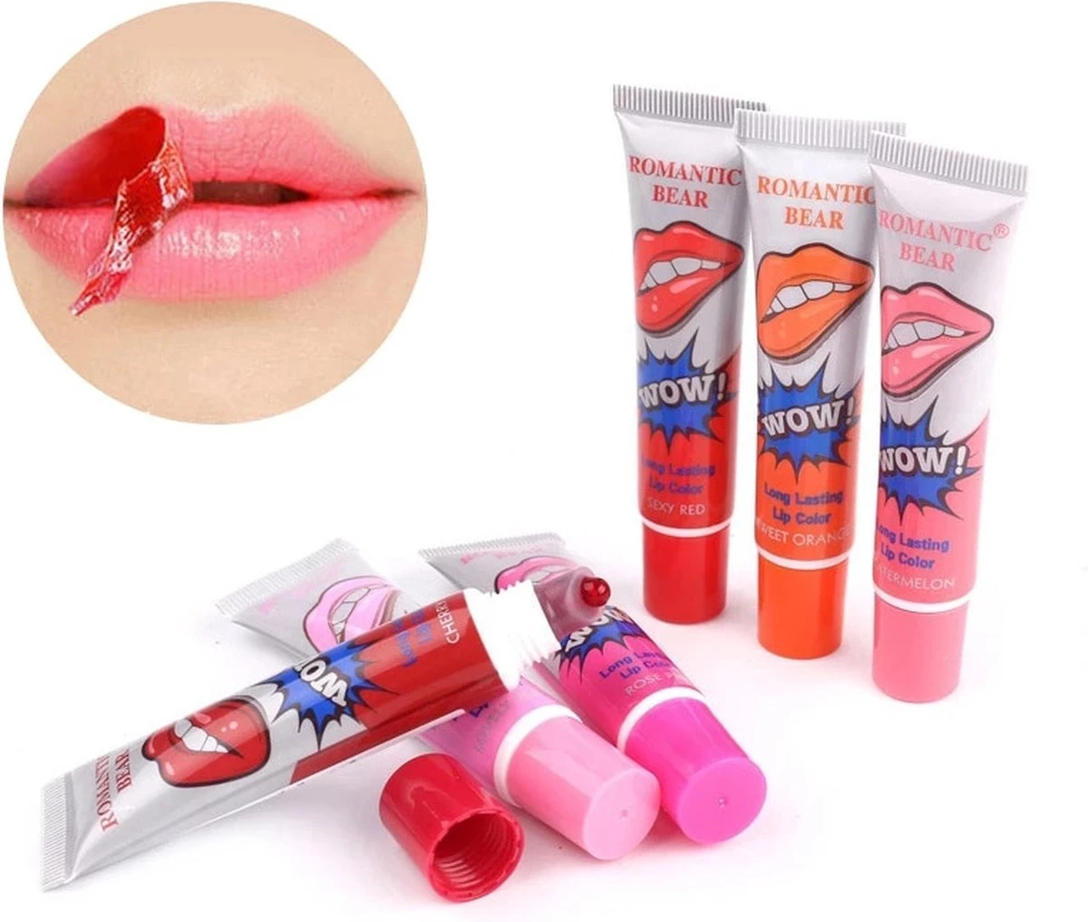 New Romantic Bear Peel Off Liquid Lipstick Waterproof - Langdurig Lipgloss - SEXY RED 7 New Romantic Bear Peel Off Liquid Lipstick Waterproof - Langdurig Lipgloss - SEXY RED - Afbeelding 5