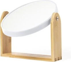 Merkloos Make-up Spiegel - Tafelspiegel - Op Standaard - Rond - Compact - Dames - Bamboe - Beige -Cosmetica Korting Winkel 1200x1038 3