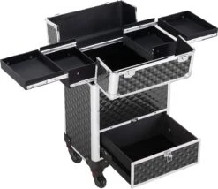 Monkey's Aluminium Kapperskoffer - Zwart - Beauty Case - Cosmeticakoffer - Make-upkoffer - Trolley - 360 Graden Wielen - 34 X 24 X 55.5 Cm -Cosmetica Korting Winkel 1200x1039 6