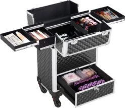 Monkey's Aluminium Kapperskoffer - Zwart - Beauty Case - Cosmeticakoffer - Make-upkoffer - Trolley - 360 Graden Wielen - 34 X 24 X 55.5 Cm -Cosmetica Korting Winkel 1200x1040 8