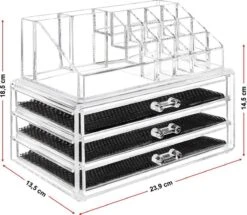Merkloos Make-up Organizer, Make Up Opberger, 3 Laden, Opbergdoos, Make-up Bewaardoos -Cosmetica Korting Winkel 1200x1043 4