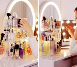 JZK Clear Acryl Home Beauty-organizer 360°, Draaibaare Cosmeticabox Voor Dresser, Slaapkamer, Badkamer, Voor Lippenstift, Kwastjes, Nagellak, Crèmes -Cosmetica Korting Winkel 1200x1048 4