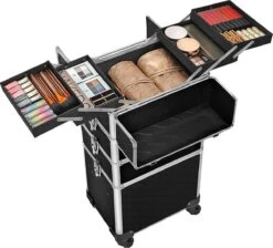 XXL PRO Visagie Beauty Case Koffer Trolley - Nagelkoffer Op Wielen Voor Makeup Of Cosmetica - Grote Uitklapbare Opbergsysteem Nagel Styliste Kapster - Zwart -Cosmetica Korting Winkel 1200x1090 4