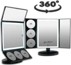 GROTE, Drieluik LED Make-up Spiegel Touch Knop En Dimmer 1, 3, 5 En 10 Maal Vergroting Inclusief Usb Kabel, Spiegels -Cosmetica Korting Winkel 1200x1096 5