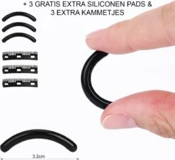 INTER-ESQUE® Wimperkruller - Eyelash Curler + 3x Gratis Extra Siliconen Pad & 3x Extra Kam - Zwart -Cosmetica Korting Winkel 1200x1099 3