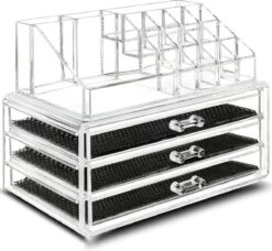 Merkloos Make-up Organizer, Make Up Opberger, 3 Laden, Opbergdoos, Make-up Bewaardoos