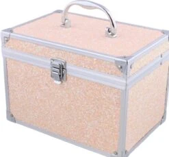 Merkloos Beauty Vanity Case - Make Up Koffer - Roze Met Glitters - Met Spiegel En Extra Opbergvak -Cosmetica Korting Winkel 1200x1112 9