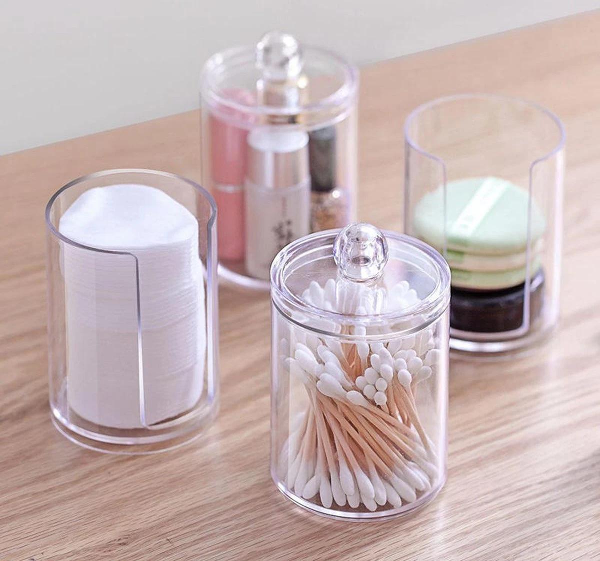 Without Lemon - Wattenstaafjes En Wattenschijfjes Houder - Dubbel Transparant Opberghouder - Opbergdoosje - Makeup Organizer - Open En Dichte Houder - Met Deksel - Stapelbaar 5 Without Lemon - Wattenstaafjes En Wattenschijfjes Houder - Dubbel Transparant Opberghouder - Opbergdoosje - Makeup Organizer - Open En Dichte Houder - Met Deksel - Stapelbaar - Afbeelding 3