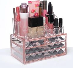 A&K 2in1 Make-up Organizer - 4 Lades Cosmetica Opbergdoos - Kaptafel - Roze -Cosmetica Korting Winkel 1200x1125 23