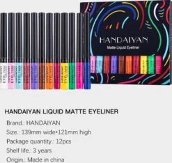 HANDAIYAN® | Liquid Eyeliner | Set Van 12 Kleuren | Gekleurde Eyeliner Set | Make Up | Waterproof | Langhoudend -Cosmetica Korting Winkel 1200x1137 2