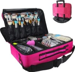 Cosmetica Koffer - Make-up Koffer Met Verstelbare Vakken - Visagie En Nagelstyliste Beauty Koffer - 40x30x14CM - Roze -Cosmetica Korting Winkel 1200x1146 5