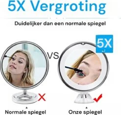 Merkloos Make-Up Spiegel - 5X Vergroting - LED Licht - Make Up Spiegel Met Verlichting - Vergrootspiegel Met Zuignap -Cosmetica Korting Winkel 1200x1148 7