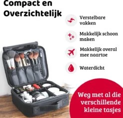 Mmoods Make-up Koffer – Make Up Tas Reizen – Makeup Organizer Verstelbaar -Beautycase Waterdicht – Make-up Tasje Voor Onderweg – Toilettas Voor Cosmetica Zwart -Cosmetica Korting Winkel 1200x1150 16