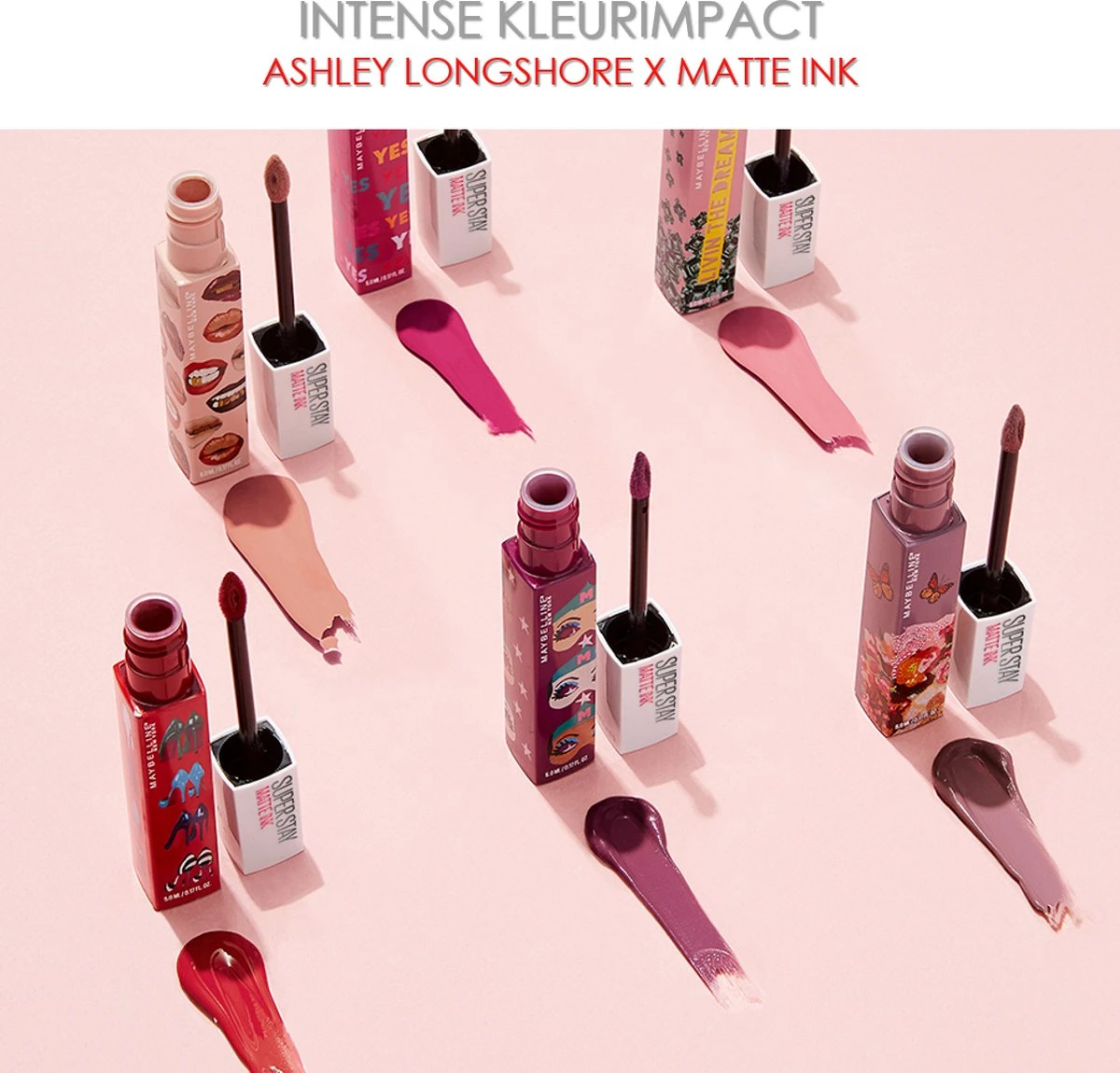 Maybelline Superstay Langhoudende Lippenstift - Matte Ink X Ashley Longshore - 40 Believer - Paars - Limited Edition 7 Maybelline Superstay Langhoudende Lippenstift - Matte Ink X Ashley Longshore - 40 Believer - Paars - Limited Edition - Afbeelding 5