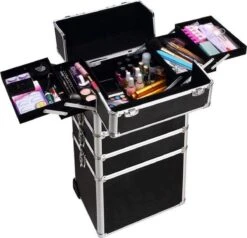 VDD Aluminium Visagie Kappers Koffer Trolley - Make-up Schmink Nagel Koffer Trolley - Zwart -Cosmetica Korting Winkel 1200x1157 10