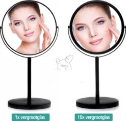 Omliox Make Up En Scheer Spiegel - Ronde Standspiegel - 10x Vergroting - Ø19cm - Mat Zwart -Cosmetica Korting Winkel 1200x1157 6