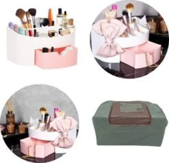 Springos Make Up Organizer - Meerdere Vakken - Lade Kast - Wit/Roze -Cosmetica Korting Winkel 1200x1161 9