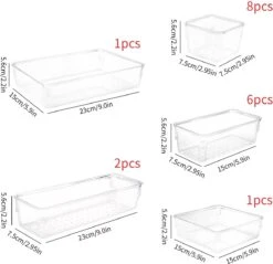 Aokyom Make-uporganizer, 18 Stuks, Kunststof Opbergdozen Voor Kantoor, Lades, Organizer, Lade-organizer, Doorzichtige Lade-inzet Voor Bureau, Keuken, Badkamer -Cosmetica Korting Winkel 1200x1163 7