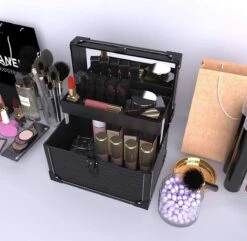 Make Up Koffer- Make Up Organizer- Beautycase -zwart -Make-upkoffer- Multifunctionele Koffer- Make-upkoffer- Sieradenkoffer- Kapperskoffer- Afneembare Schouderriem- Klassieke Zwarte Beautycase -Cosmetica Korting Winkel 1200x1171 10