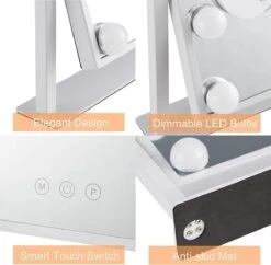 Bright Beauty Vanity Make Up Spiegel Met Verlichting - Zwart - Dimbaar Met Drie Lichtstanden -Cosmetica Korting Winkel 1200x1177 11