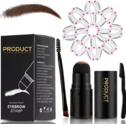 ProductPlanet Premium Wenkbrauw Stempel Set 2022 - Wenkbrauw Sjabloon - Wenkbrauwstempel - Brow Stamp - 10 Sjablonen - Borsteltje - Mesje - Herbruikbaar - Waterdicht - Cadeau Voor Haar - Donker Bruin